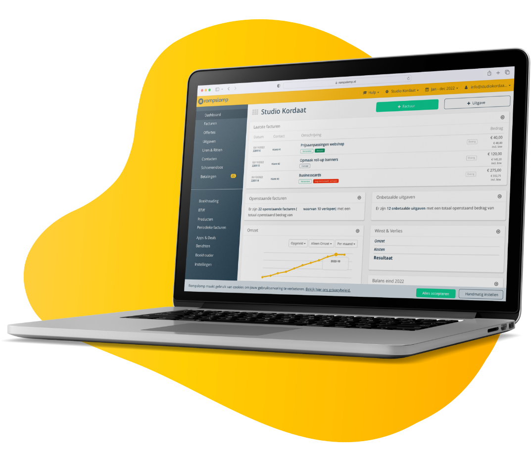 Schermafbeelding van Rompslomp — Dashboard on laptop