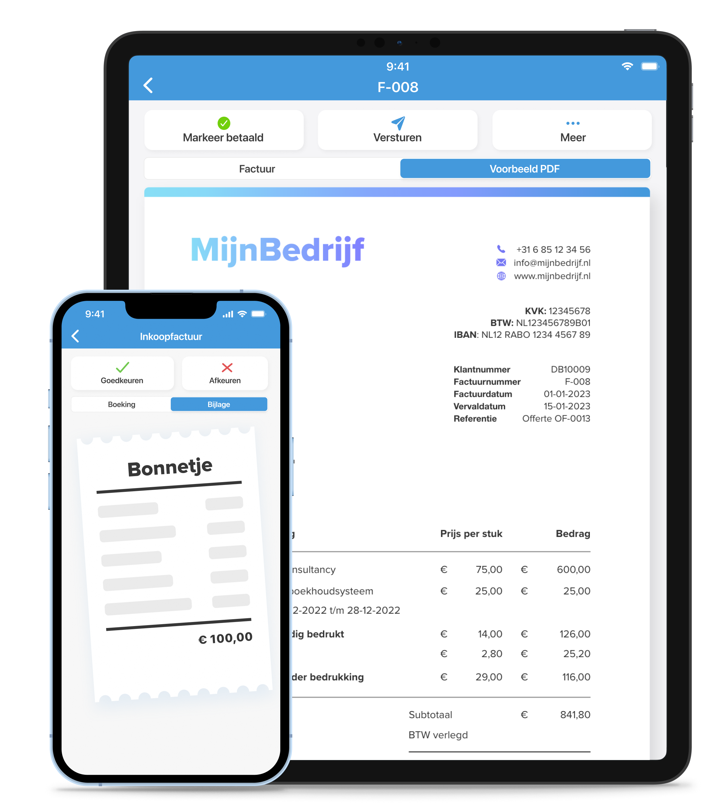 Schermafbeelding van WeFact — Mobile and tablet app with invoice preview